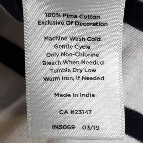 Talbots Shirt Tee White Navy Blue Pima Cotton Plus Size 2X Striped SS - Picture 8 of 9